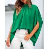 imageBTFBM Womens Summer Tops 2026 Mock Neck Batwing Sleeve Silk Satin Shirts Loose Oversized Dressy Casual Spring BlousesGreen