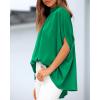 imageBTFBM Womens Summer Tops 2026 Mock Neck Batwing Sleeve Silk Satin Shirts Loose Oversized Dressy Casual Spring BlousesGreen