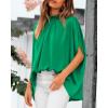 imageBTFBM Womens Summer Tops 2026 Mock Neck Batwing Sleeve Silk Satin Shirts Loose Oversized Dressy Casual Spring BlousesGreen