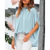 imageBTFBM Womens Summer Tops 2026 Mock Neck Batwing Sleeve Silk Satin Shirts Loose Oversized Dressy Casual Spring BlousesLight Blue