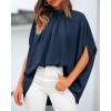 imageBTFBM Womens Summer Tops 2026 Mock Neck Batwing Sleeve Silk Satin Shirts Loose Oversized Dressy Casual Spring BlousesNavy
