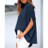 imageBTFBM Womens Summer Tops 2026 Mock Neck Batwing Sleeve Silk Satin Shirts Loose Oversized Dressy Casual Spring BlousesNavy
