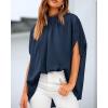 imageBTFBM Womens Summer Tops 2026 Mock Neck Batwing Sleeve Silk Satin Shirts Loose Oversized Dressy Casual Spring BlousesNavy