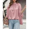 imageBTFBM Womens Summer Tops 2026 Mock Neck Batwing Sleeve Silk Satin Shirts Loose Oversized Dressy Casual Spring BlousesPink