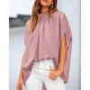 imageBTFBM Womens Summer Tops 2026 Mock Neck Batwing Sleeve Silk Satin Shirts Loose Oversized Dressy Casual Spring BlousesPink