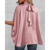 imageBTFBM Womens Summer Tops 2026 Mock Neck Batwing Sleeve Silk Satin Shirts Loose Oversized Dressy Casual Spring BlousesPink