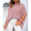 imageBTFBM Womens Summer Tops 2026 Mock Neck Batwing Sleeve Silk Satin Shirts Loose Oversized Dressy Casual Spring BlousesPink