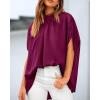imageBTFBM Womens Summer Tops 2026 Mock Neck Batwing Sleeve Silk Satin Shirts Loose Oversized Dressy Casual Spring BlousesPurple Red