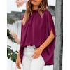 imageBTFBM Womens Summer Tops 2026 Mock Neck Batwing Sleeve Silk Satin Shirts Loose Oversized Dressy Casual Spring BlousesPurple Red