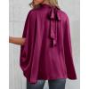 imageBTFBM Womens Summer Tops 2026 Mock Neck Batwing Sleeve Silk Satin Shirts Loose Oversized Dressy Casual Spring BlousesPurple Red