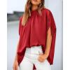 imageBTFBM Womens Summer Tops 2026 Mock Neck Batwing Sleeve Silk Satin Shirts Loose Oversized Dressy Casual Spring BlousesRed