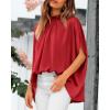 imageBTFBM Womens Summer Tops 2026 Mock Neck Batwing Sleeve Silk Satin Shirts Loose Oversized Dressy Casual Spring BlousesRed