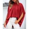 imageBTFBM Womens Summer Tops 2026 Mock Neck Batwing Sleeve Silk Satin Shirts Loose Oversized Dressy Casual Spring BlousesRed