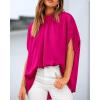 imageBTFBM Womens Summer Tops 2026 Mock Neck Batwing Sleeve Silk Satin Shirts Loose Oversized Dressy Casual Spring BlousesRose Red