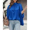 imageBTFBM Womens Summer Tops 2026 Mock Neck Batwing Sleeve Silk Satin Shirts Loose Oversized Dressy Casual Spring BlousesRoyal Blue