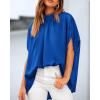 imageBTFBM Womens Summer Tops 2026 Mock Neck Batwing Sleeve Silk Satin Shirts Loose Oversized Dressy Casual Spring BlousesRoyal Blue