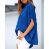 imageBTFBM Womens Summer Tops 2026 Mock Neck Batwing Sleeve Silk Satin Shirts Loose Oversized Dressy Casual Spring BlousesRoyal Blue