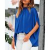 imageBTFBM Womens Summer Tops 2026 Mock Neck Batwing Sleeve Silk Satin Shirts Loose Oversized Dressy Casual Spring BlousesRoyal Blue