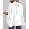imageBTFBM Womens Summer Tops 2026 Mock Neck Batwing Sleeve Silk Satin Shirts Loose Oversized Dressy Casual Spring BlousesWhite