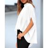 imageBTFBM Womens Summer Tops 2026 Mock Neck Batwing Sleeve Silk Satin Shirts Loose Oversized Dressy Casual Spring BlousesWhite