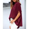 imageBTFBM Womens Summer Tops 2026 Mock Neck Batwing Sleeve Silk Satin Shirts Loose Oversized Dressy Casual Spring BlousesWine Red