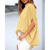imageBTFBM Womens Summer Tops 2026 Mock Neck Batwing Sleeve Silk Satin Shirts Loose Oversized Dressy Casual Spring BlousesYellow
