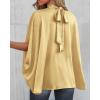 imageBTFBM Womens Summer Tops 2026 Mock Neck Batwing Sleeve Silk Satin Shirts Loose Oversized Dressy Casual Spring BlousesYellow