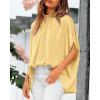 imageBTFBM Womens Summer Tops 2026 Mock Neck Batwing Sleeve Silk Satin Shirts Loose Oversized Dressy Casual Spring BlousesYellow