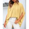 imageBTFBM Womens Summer Tops 2026 Mock Neck Batwing Sleeve Silk Satin Shirts Loose Oversized Dressy Casual Spring BlousesYellow