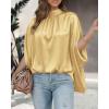 imageBTFBM Womens Summer Tops 2026 Mock Neck Batwing Sleeve Silk Satin Shirts Loose Oversized Dressy Casual Spring BlousesYellow