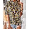 imageBTFBM Womens Tops 2026 Dressy Casual Blouses Summer Spring Clothes Mock Neck Short Sleeve Shirts Business Work Fall OutfitsFloral Black