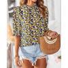 imageBTFBM Womens Tops 2026 Dressy Casual Blouses Summer Spring Clothes Mock Neck Short Sleeve Shirts Business Work Fall OutfitsFloral Black