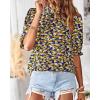 imageBTFBM Womens Tops 2026 Dressy Casual Blouses Summer Spring Clothes Mock Neck Short Sleeve Shirts Business Work Fall OutfitsFloral Black