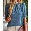 imageBTFBM Womens Tops 2026 Dressy Casual Blouses Summer Spring Clothes Mock Neck Short Sleeve Shirts Business Work Fall OutfitsFloral Blue