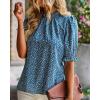 imageBTFBM Womens Tops 2026 Dressy Casual Blouses Summer Spring Clothes Mock Neck Short Sleeve Shirts Business Work Fall OutfitsFloral Blue