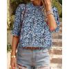 imageBTFBM Womens Tops 2026 Dressy Casual Blouses Summer Spring Clothes Mock Neck Short Sleeve Shirts Business Work Fall OutfitsFloral Blue White
