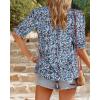 imageBTFBM Womens Tops 2026 Dressy Casual Blouses Summer Spring Clothes Mock Neck Short Sleeve Shirts Business Work Fall OutfitsFloral Blue White