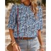 imageBTFBM Womens Tops 2026 Dressy Casual Blouses Summer Spring Clothes Mock Neck Short Sleeve Shirts Business Work Fall OutfitsFloral Blue White