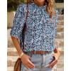 imageBTFBM Womens Tops 2026 Dressy Casual Blouses Summer Spring Clothes Mock Neck Short Sleeve Shirts Business Work Fall OutfitsFloral Blue White