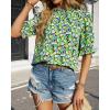 imageBTFBM Womens Tops 2026 Dressy Casual Blouses Summer Spring Clothes Mock Neck Short Sleeve Shirts Business Work Fall OutfitsFloral Green Black