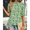 imageBTFBM Womens Tops 2026 Dressy Casual Blouses Summer Spring Clothes Mock Neck Short Sleeve Shirts Business Work Fall OutfitsFloral Green Black