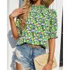 imageBTFBM Womens Tops 2026 Dressy Casual Blouses Summer Spring Clothes Mock Neck Short Sleeve Shirts Business Work Fall OutfitsFloral Green Black