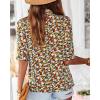 imageBTFBM Womens Tops 2026 Dressy Casual Blouses Summer Spring Clothes Mock Neck Short Sleeve Shirts Business Work Fall OutfitsFloral Navy