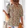imageBTFBM Womens Tops 2026 Dressy Casual Blouses Summer Spring Clothes Mock Neck Short Sleeve Shirts Business Work Fall OutfitsFloral Navy
