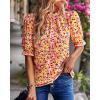 imageBTFBM Womens Tops 2026 Dressy Casual Blouses Summer Spring Clothes Mock Neck Short Sleeve Shirts Business Work Fall OutfitsFloral Pink