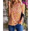 imageBTFBM Womens Tops 2026 Dressy Casual Blouses Summer Spring Clothes Mock Neck Short Sleeve Shirts Business Work Fall OutfitsFloral Pink