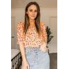 imageBTFBM Womens Tops 2026 Dressy Casual Blouses Summer Spring Clothes Mock Neck Short Sleeve Shirts Business Work Fall OutfitsFloral Pink