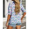 imageBTFBM Womens Tops 2026 Dressy Casual Blouses Summer Spring Clothes Mock Neck Short Sleeve Shirts Business Work Fall OutfitsFloral Pink Blue