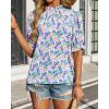 imageBTFBM Womens Tops 2026 Dressy Casual Blouses Summer Spring Clothes Mock Neck Short Sleeve Shirts Business Work Fall OutfitsFloral Pink Blue