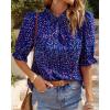 imageBTFBM Womens Tops 2026 Dressy Casual Blouses Summer Spring Clothes Mock Neck Short Sleeve Shirts Business Work Fall OutfitsFloral Purple Blue